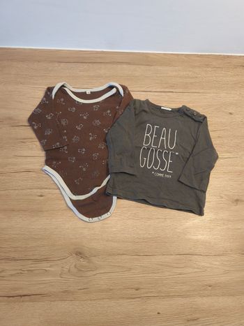 Tee-shirt manches longues et bodie 12 mois