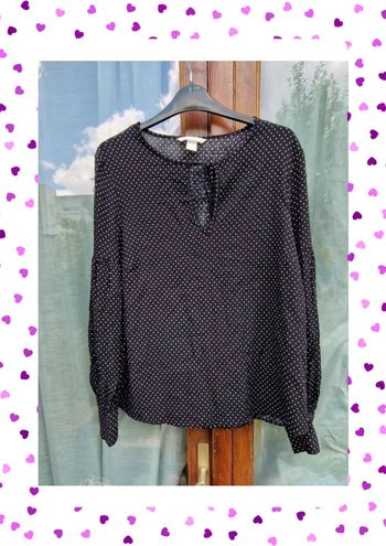 Haut H&M taille 46 noir pois blanc