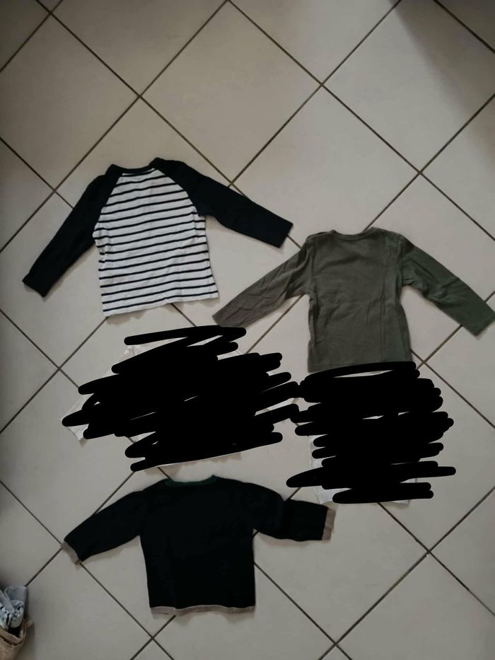 Lot de 3 Hauts manches longues 3 ans blanc bleu vert - photo numéro 2