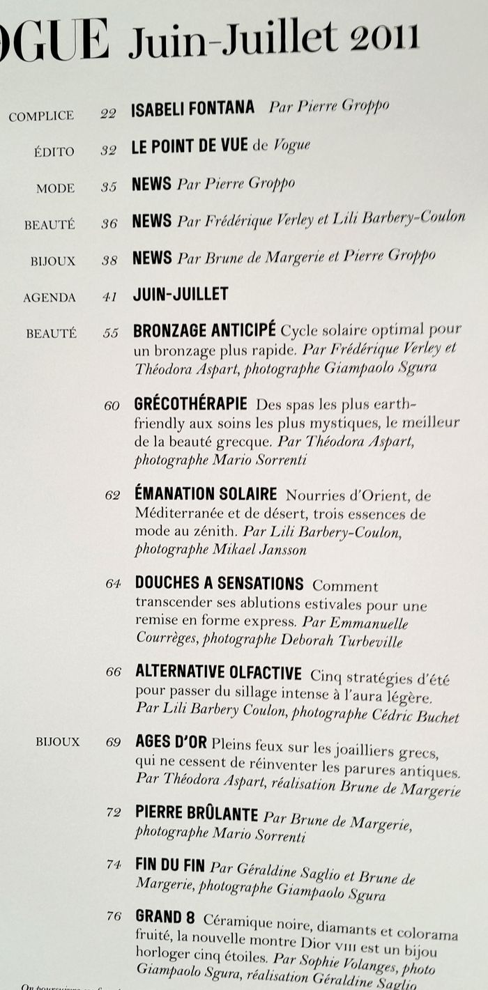 Magazine Vogue n°918 juin juillet 2011 spécial escale en Grèce Isabeli Fontana - photo numéro 6