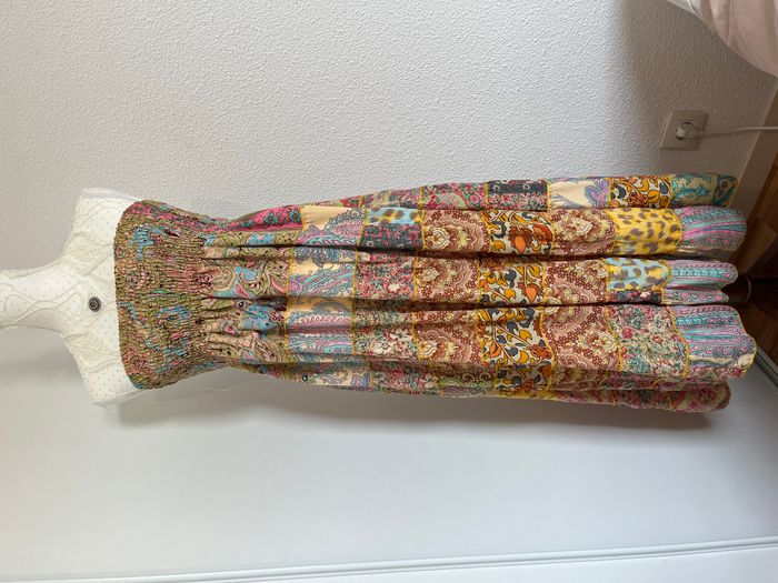 🌸 Robe bustier bohème – Patchwork coloré – 100% soie – Taille unique (36 à petit 40) 🌸