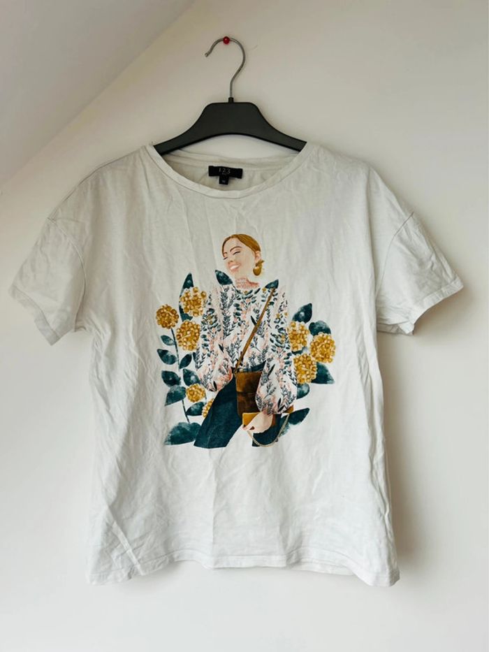 T-shirt romantique bohème maison 1,2,3 en coton