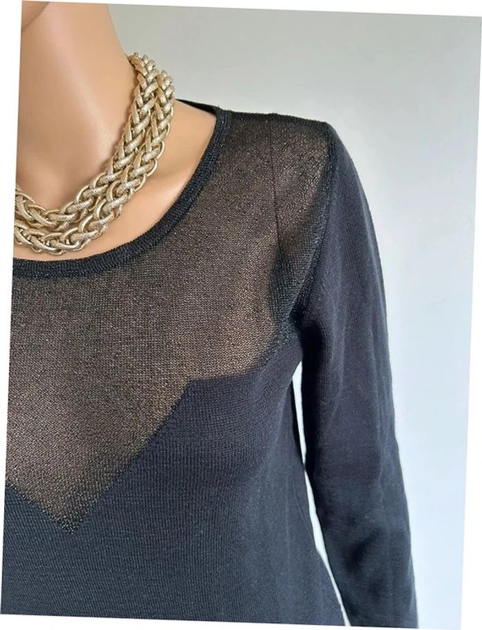 Pull noir pailleté à manches longues An'ge taille unique TBE - photo numéro 6