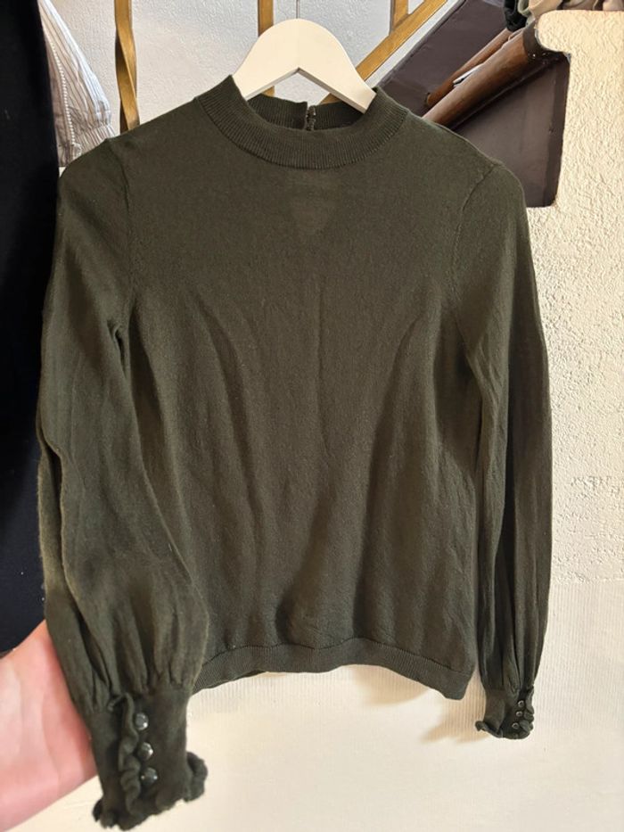 Pull laine mérinos Sezane Kaki