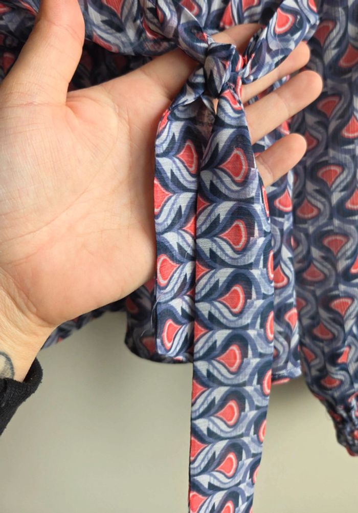 Blouse cache-coeur imprimé géométrique Versia - taille XS - photo numéro 3