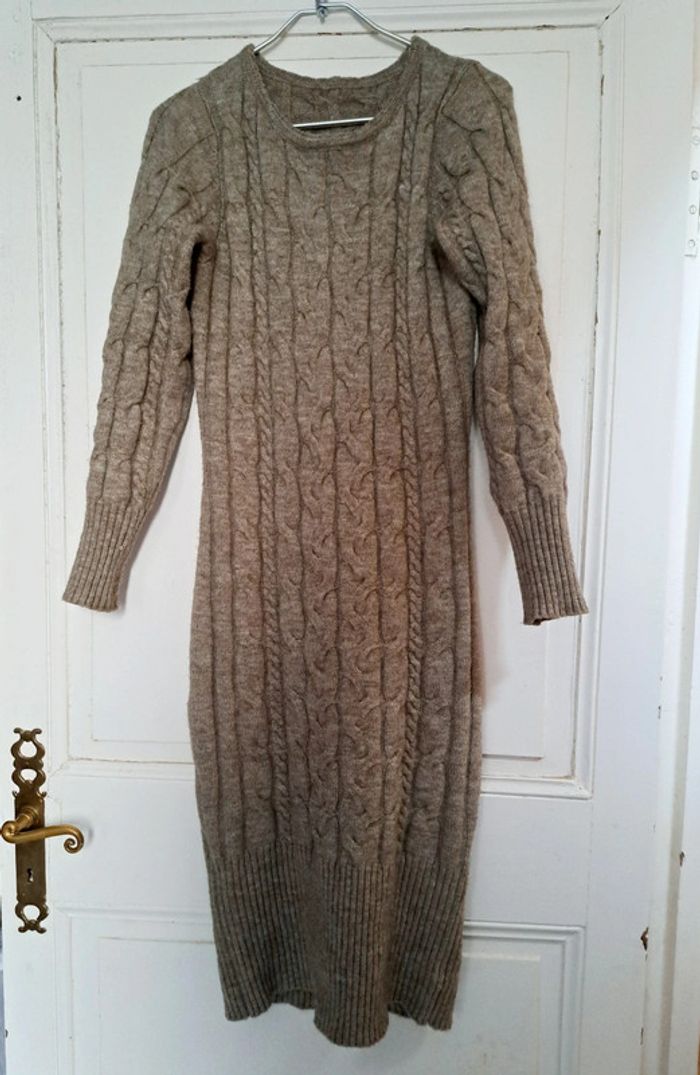 Robe pull en maille laine côtelée chinée. - photo numéro 2