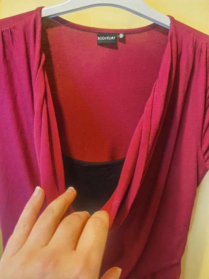 Robe rouge foncé bordeau avec ceinture - photo numéro 12