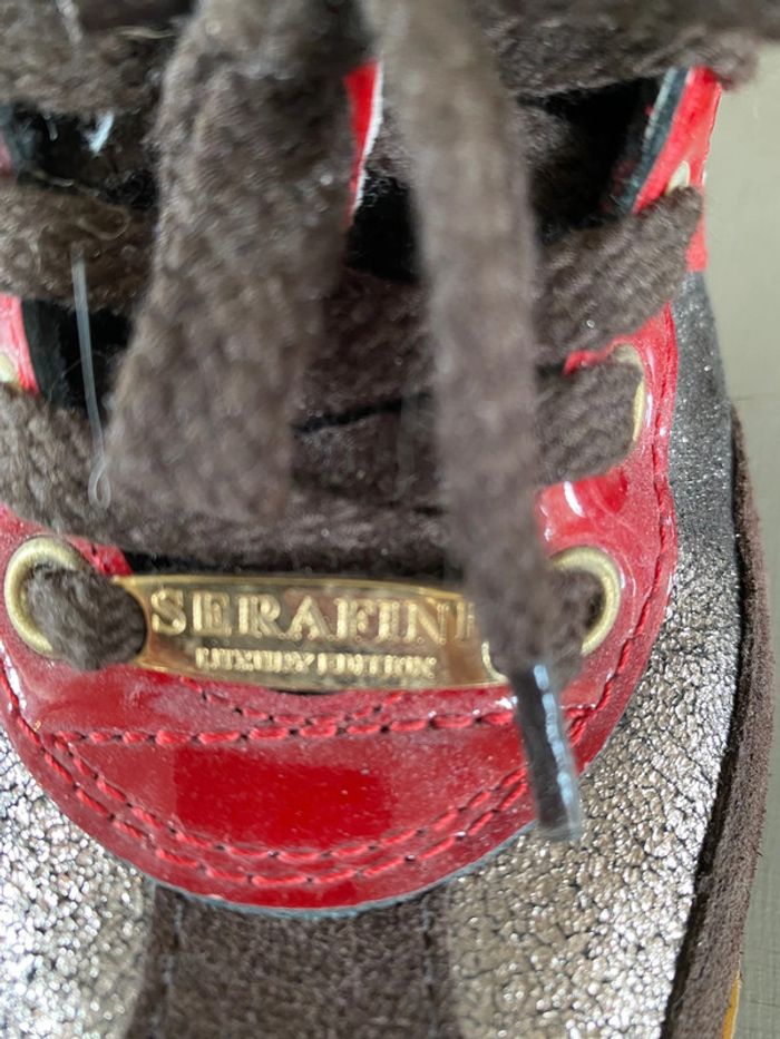 Serafini Luxury basket taille 36 marron et rouge vintage - photo numéro 8
