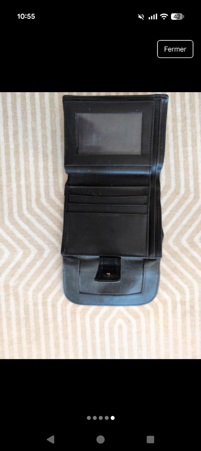 Porte monnaie Longchamps cuir noir - photo numéro 2