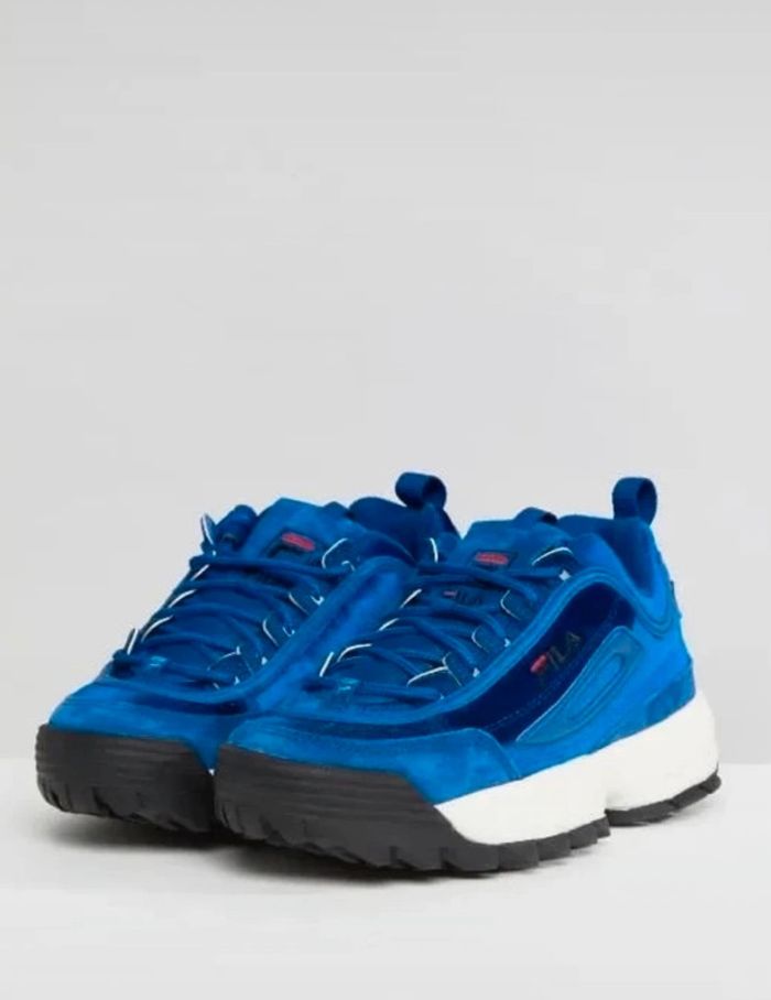 Baskets Fila disruptor velours bleues - photo numéro 2