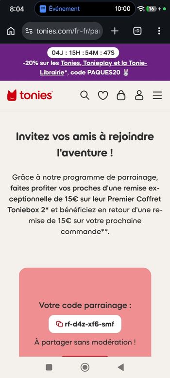 Code promo tonies box 