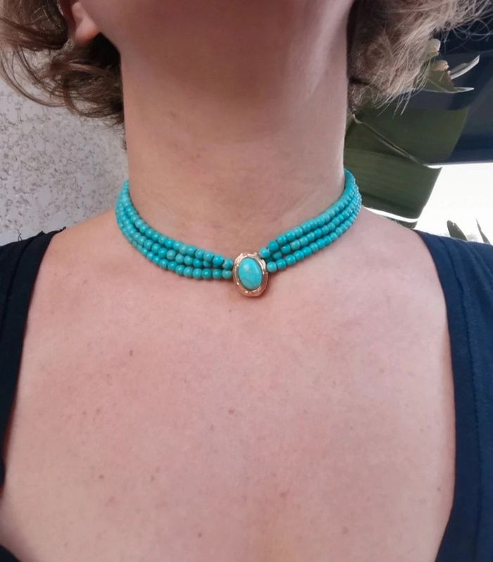 A34 Collier ras de cou sexy turquoise bohème - photo numéro 4