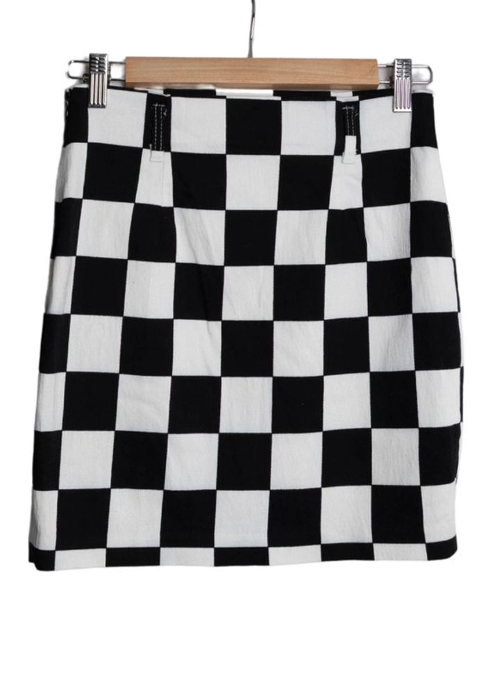 Jupe damier noir et blanc black and white checkered skirt promod - photo numéro 4