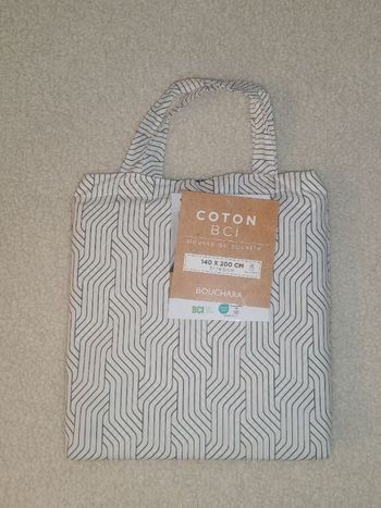 Housse de couette simple blanche et bleu marine réversible Bouchara  140 x 200 cm