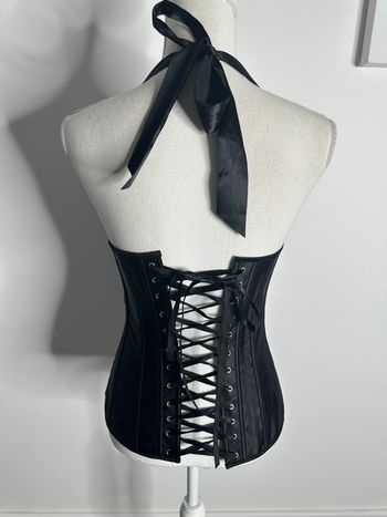 Body Corset noir cabaret en satin et sequins T38 M