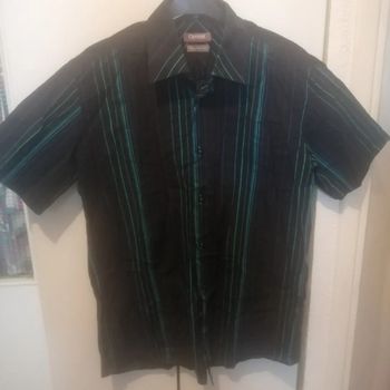 🌸Chemise noire rayée bleu et turquoise Taille 39/40 "Laurent Cerrer" 🌸