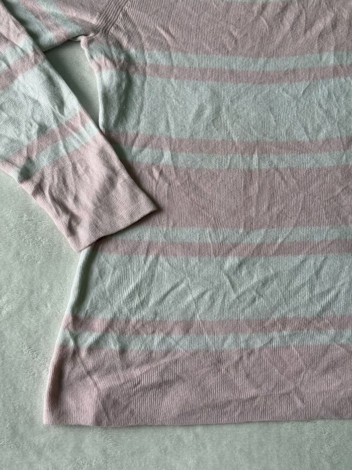 Pull rayé rose et blanc Tommy Hilfiger femme taille M en très bon état - photo numéro 3