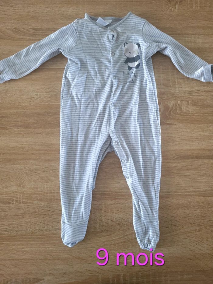 Pyjama gris panda 9 mois