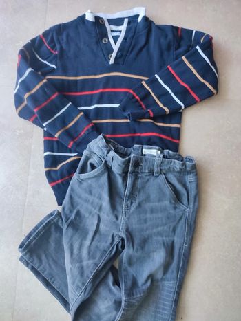Pull hiver Mayoral et jean gris taille 8 ans