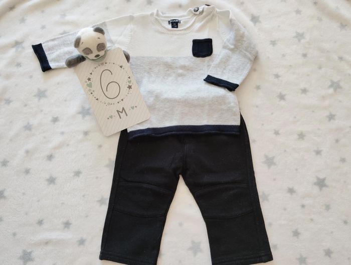 Ensemble pull fin et Jogging Noir et Blanc - photo numéro 2