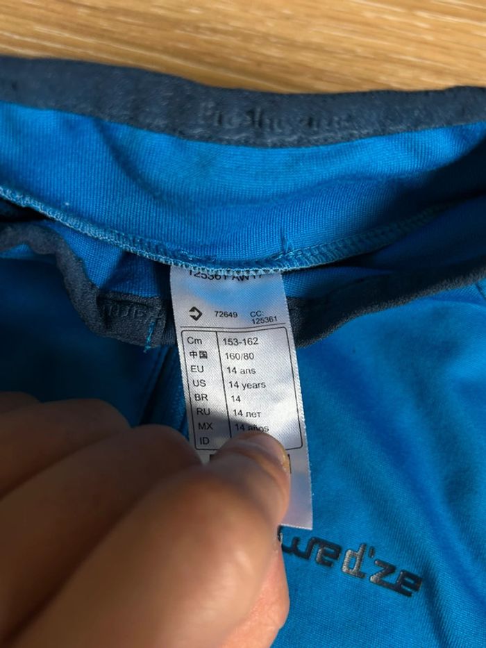 Sweat-shirt à zip 14 ans bleu  wed’ze - décathlon sport garçon - photo numéro 3