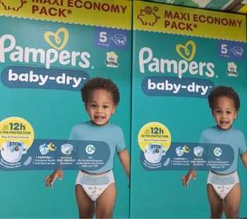 Pampers baby dry lot de 2 taille 5 /188 couches