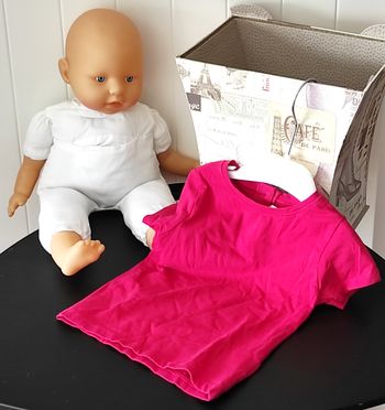 T-shirt bébé fille 18 mois – coton – coloris cerise 🍒