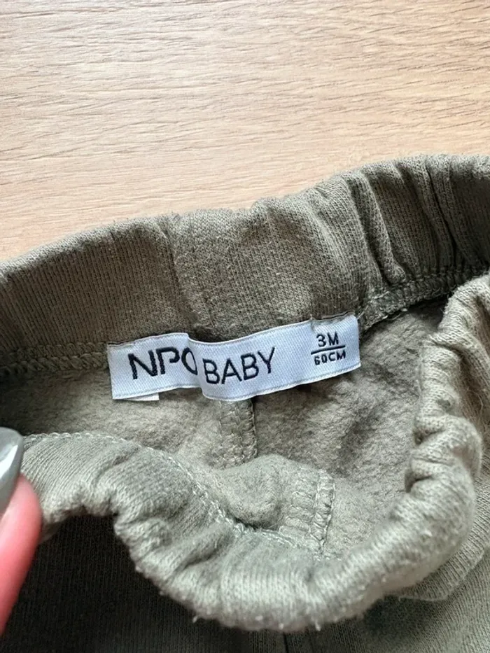 Lot vêtement garçon 3 mois NPO Baby t-shirt rayé pull et jogging vert kaki beige - photo numéro 6