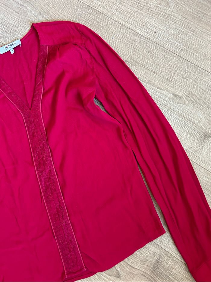 Blouse rouge à manches longues Morgan taille 34 comme neuve - photo numéro 9