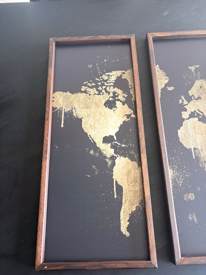 Tryptique carte du monde 30x70 cm neuf - photo numéro 4