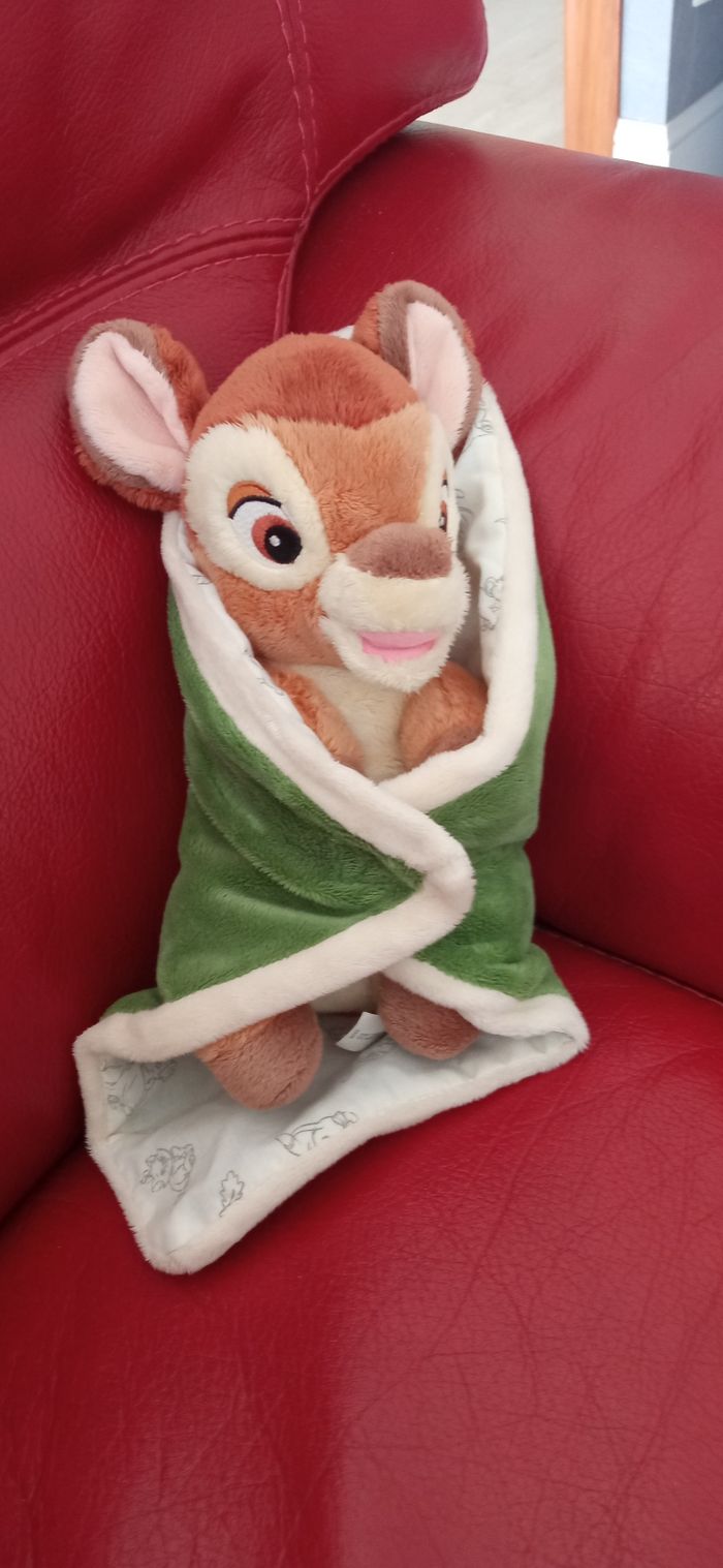 Doudou peluche Disney Bambi avec couverture comme neuf