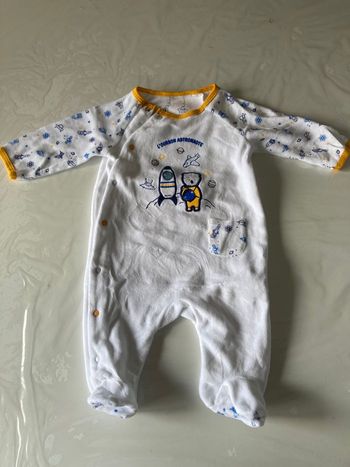 Pyjama velours Sergent Major blanc à motifs 3 mois
