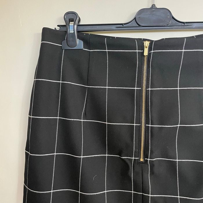 Jupe courte noire à carreaux blancs H&M taille 42 zip doré devant style graphique V062 - photo numéro 6
