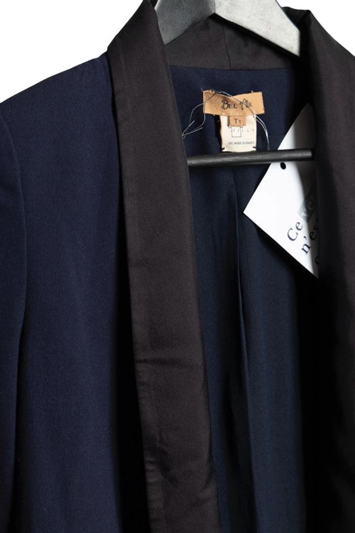 Veste blazer bleu marine Bel Air – Taille S – Pièce unique upcyclée par Tilli Paris - photo numéro 5