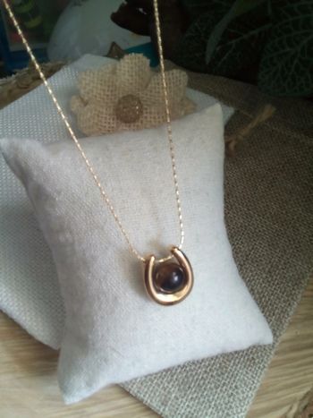 Collier acier et pierre de tigre naturelle