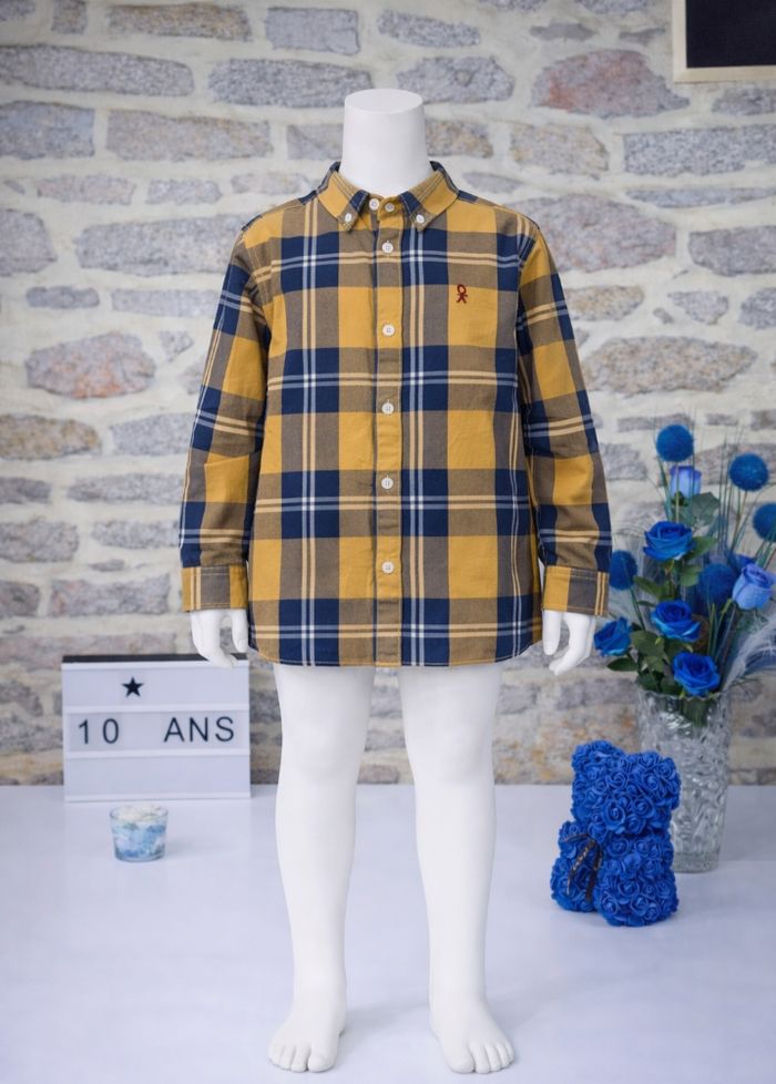 Chemise manches longues à carreaux multicolore Garçon taille 10 ans marque Okaidi 🎸