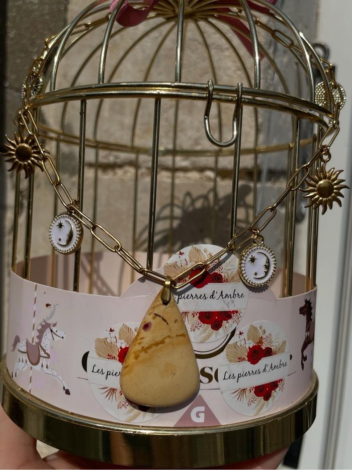 Collier chaîne réglable charmes jaspe
