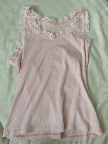 Débardeur rose clair dentelle vintage Y2K