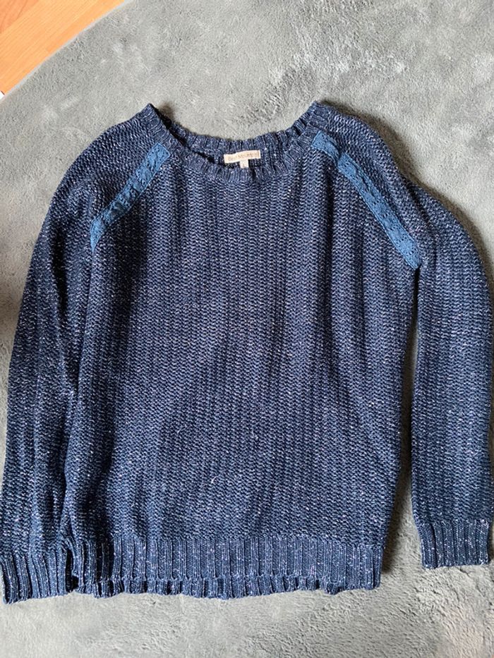 Pull best mountain bleu avec fil argenté L