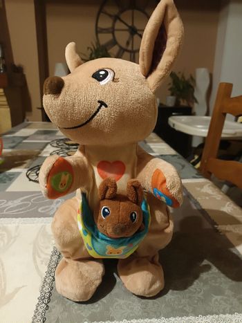 Maman kangourou sauteuse avec son bébé