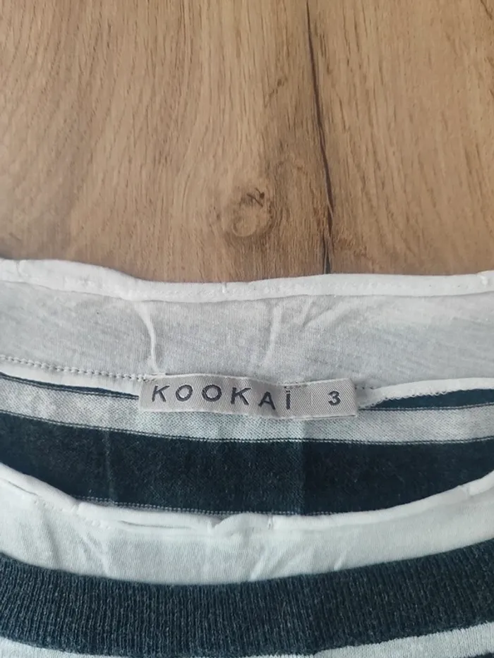 T-shirt Kookaï – L – Marinière Blanc/Marine – État : Excellent - photo numéro 3
