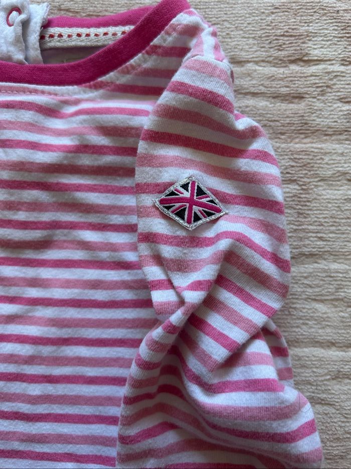 T-shirt manches longues rose blanc marinière Lee Cooper 24 mois - photo numéro 3