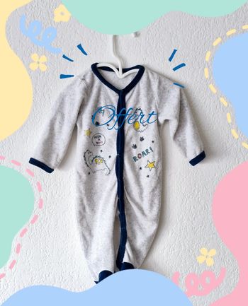 🎁 Pyjama gris et bleu pour garçon taille 3-6 mois