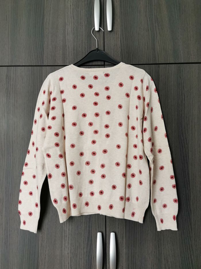 Gilet beige à fleurs rouges - photo numéro 2