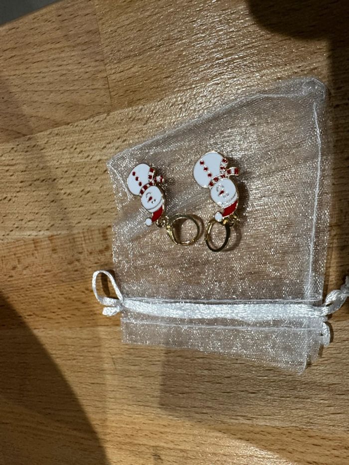 Boucle d’oreille bonhomme de neige + pochette cadeau - photo numéro 2