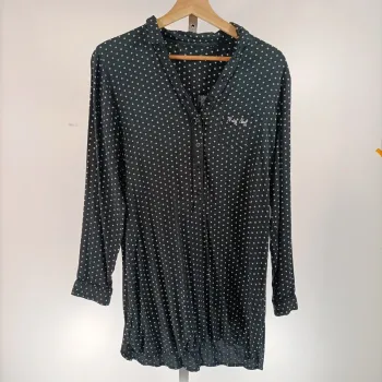 Chemise longue noire à pois blancs - Taille L estimée - N by Naf - A034