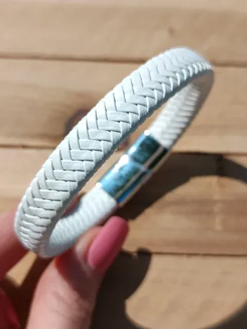 Bracelet cuir blanc pour homme