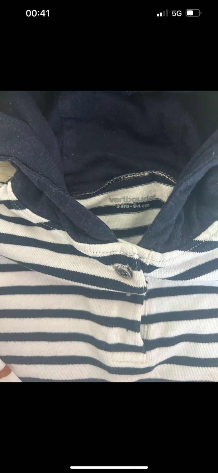 Pull rayé à capuche verbaudet - photo numéro 2