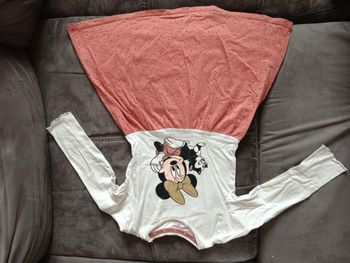 Robe manche longue rose et blanche fille 7 ans Minnie