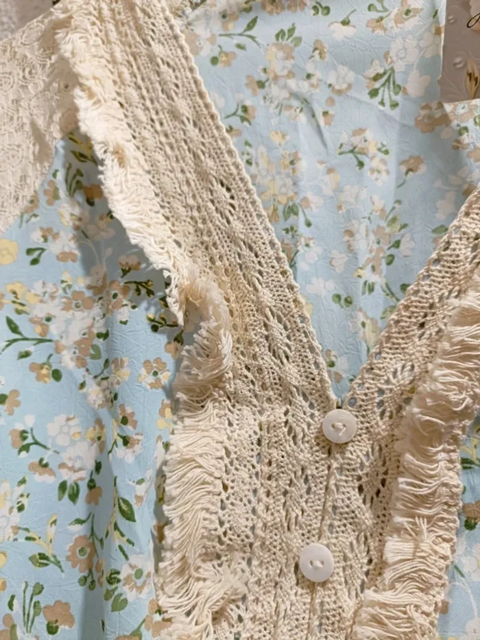 Robe bleu dété a dentelles - photo numéro 7